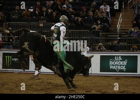 New York, United States. 07th Jan, 2022. Bull Rider Cooper Davis Competes at 2022 PBR Unleash The Beast Event Held at Madison Square Garden in NY, NY, on January 7, 2022. (Photo by Udo Salters/Sipa USA) Credit: Sipa USA/Alamy Live News Stock Photo