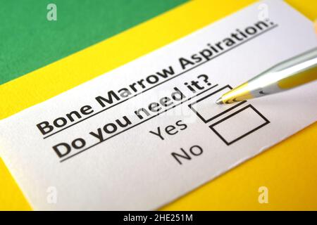 One person is answering question about bone marrow aspiration. Stock Photo