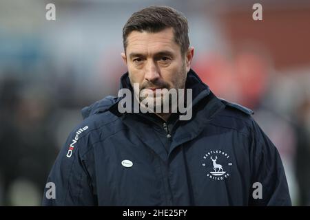 HARTLEPOOL, UK. JAN 8TH Hartlepool United manager Graeme Lee during the FA Cup match between Hartlepool United and Blackpool at Victoria Park, Hartlepool on Saturday 8th January 2022. (Credit: Mark Fletcher | MI News) Credit: MI News & Sport /Alamy Live News Stock Photo