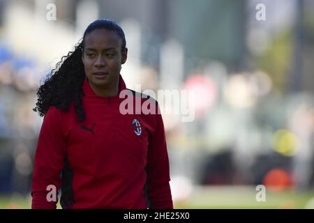 Selena Delia Babb of A.C. Milan during the Women's Italian Supercup Final between F.C. Juventus and A.C. Milan at the Benito Stirpe Stadium on 8th of January, 2022 in Frosinone, Italy. Stock Photo