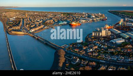 Aerial view from drone of Montrose in Angus, Scotland. UK Stock Photo