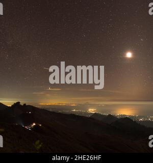 The beautiful view of milkyway at Mount Rinjani Campsite, Lombok Island, Indonesia. Stock Photo