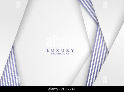 Elegant 3D abstract white stripes triangles shapes purple lines pattern on clean background template luxury style. Vector illustration Stock Vector