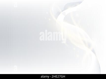 Abstract illuminated shiny wavy light lines with dots particles on white background. Vector illustration Stock Vector