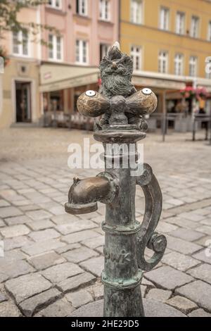 Refresher dwarf (Orzezwiacz) - since 2005 hundreds of wroclaw dwarf figurines appeared in the city - Wroclaw, Poland Stock Photo