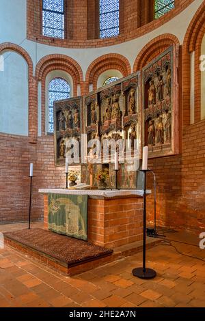 Former Cistercian Lehnin Monastery, St Mary’s Gothic Church altar and triptych, Brandenburg, Germany Stock Photo