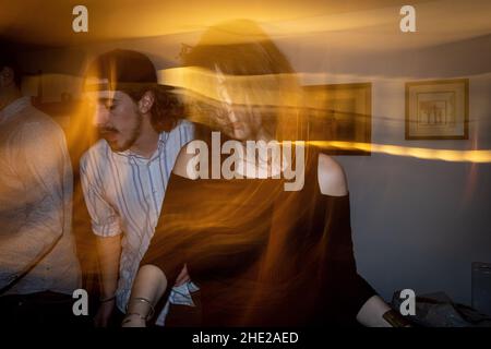 France, Brittany, Quevert, 2020-12-31. New Year's Eve party, or Saint-Sylvestre, of a group of young people during the Covid-19 crisis as France emerg Stock Photo