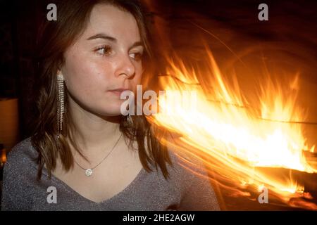 France, Brittany, Quevert, 2020-12-31. New Year's Eve party, or Saint-Sylvestre, of a group of young people during the Covid-19 crisis as France emerg Stock Photo