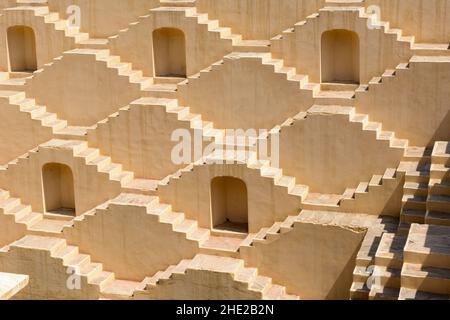 Step well for rain water near Amber Fort (or Amer Fort), Amer, near Jaipur, Rajasthan, India, South Asia Stock Photo