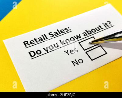 One person is answering question about retail sales. Stock Photo