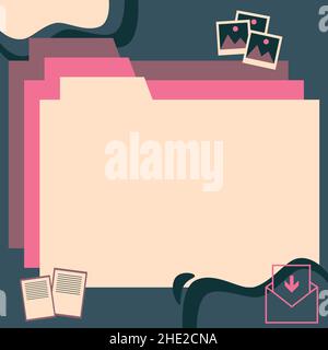 Desktop Folders Inside Web Browser Showing Recent Technology. Laptop Screen Presenting Modern Automation. Stock Vector