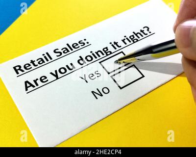 One person is answering question about retail sales. Stock Photo