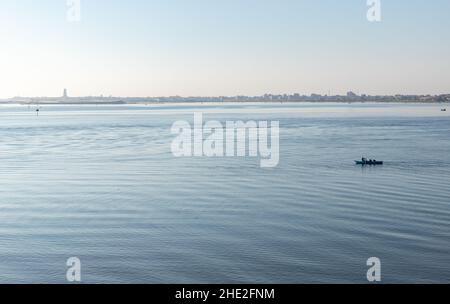 Lake Timsah view, one of the Bitter Lakes linked by the Suez Canal. Ismailia, Egypt Stock Photo