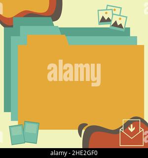 Desktop Folders Inside Web Browser Showing Recent Technology. Laptop Screen Presenting Modern Automation. Stock Vector