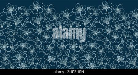 Card border seamless with graphic sakura branch cherry blossom design ...