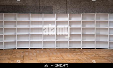 Empty bookcase background. Front view Stock Photo