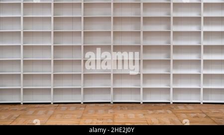 Empty bookcase background. Front view Stock Photo