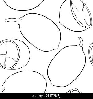 cupuacu fruit vector pattern on white background Stock Vector