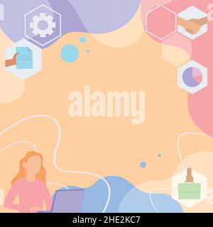 Woman Innovative Thinking Leading Ideas Towards Stable Future Financial Security. Lady Having Thought Process Planning Latest Strategies For Secure Stock Vector