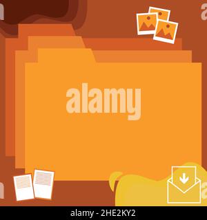 Desktop Folders Inside Web Browser Showing Recent Technology. Laptop Screen Presenting Modern Automation. Stock Vector