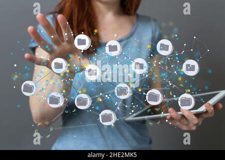 Big data cloud digital 3d Stock Photo