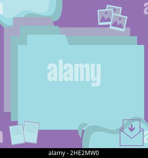 Desktop Folders Inside Web Browser Showing Recent Technology. Laptop Screen Presenting Modern Automation. Stock Vector