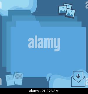Desktop Folders Inside Web Browser Showing Recent Technology. Laptop Screen Presenting Modern Automation. Stock Vector