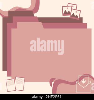 Desktop Folders Inside Web Browser Showing Recent Technology. Laptop Screen Presenting Modern Automation. Stock Vector