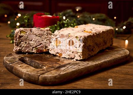 Baked terrine pate. Meat pie Stock Photo