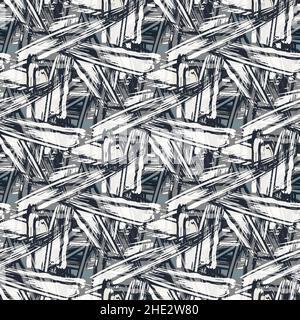 Abstract woodcut 1920s Bauhaus style. basket weave pattern. Seamless vector background. Bold serrated shapes in overlapping criss cross design Stock Vector