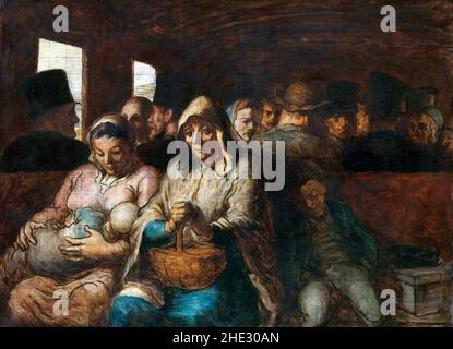 The Third Class Carriage by Honoré Daumier (1808-1879), oil on canvas, c. 1862/4 Stock Photo
