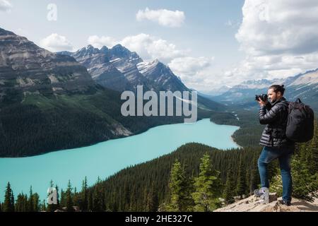 Peyto Lake during summer in Banff National Park, Canadian Rockies ...