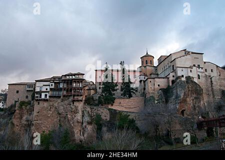 Hanging houses or Las Sirenas in Cuenca Stock Photo