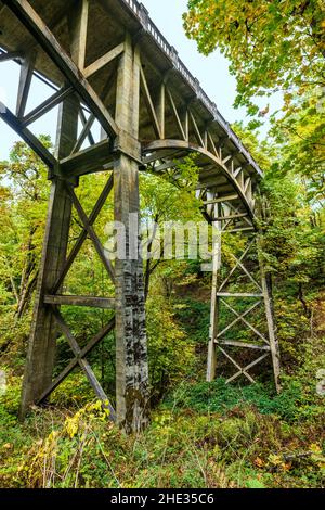 Route 30 bridge viewed from below near Latourell Falls; Columbia River Gorge; Oregon; USA Stock Photo