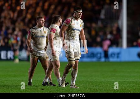 LONDON, UNITED KINGDOM. 08th, Jan 2022. Sam Skinner of Exeter Chiefs during Gallagher Premiership Rugby Round 13 Match between Harlequins vs Exeter chiefs at Stoop Stadium on Saturday, 08 January 2022. LONDON ENGLAND.  Credit: takaimages/Alamy Live News Stock Photo