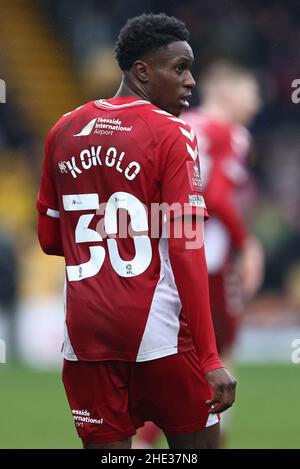 Mansfield, UK. 8th Jan, 2022. Williams Kokolo of Middlesbrough during the Emirates FA Cup match at the One Call Stadium, Mansfield. Picture credit should read: Darren Staples/Sportimage Credit: Sportimage/Alamy Live News Stock Photo