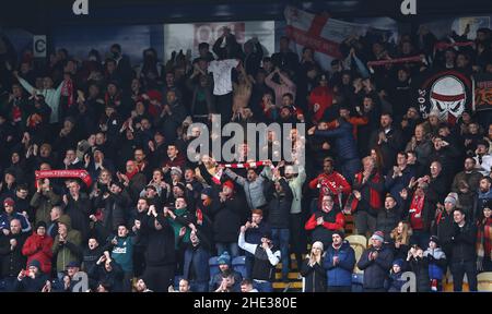 Mansfield, UK. 8th Jan, 2022. Middlesbrough fans during the Emirates FA Cup match at the One Call Stadium, Mansfield. Picture credit should read: Darren Staples/Sportimage Credit: Sportimage/Alamy Live News Stock Photo