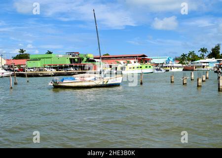 The San Pedro Ocean Ferry terminal at the Belize City harbor Stock Photo