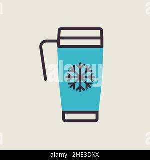 Travel thermo cup vector icon. Winter sign. Graph symbol for travel and tourism web site and apps design, logo, app, UI Stock Vector