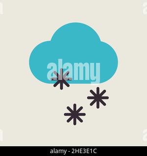 Cloud with snow vector flat icon. Winter sign. Graph symbol for travel and tourism web site and apps design, logo, app, UI Stock Vector