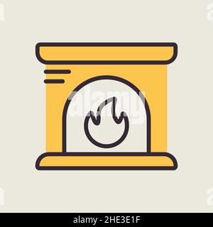 Fireplace vector icon. Winter sign. Graph symbol for travel and tourism web site and apps design, logo, app, UI Stock Vector