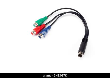 RCA composite audio video cable isolated on white background Stock Photo