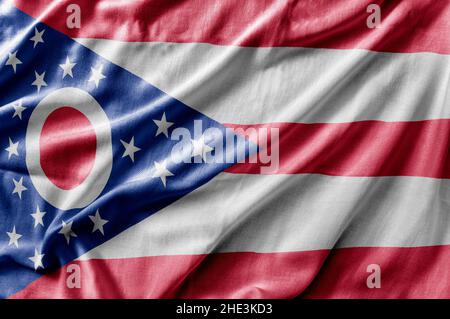 Waving detailed national US country state flag of Ohio Stock Photo