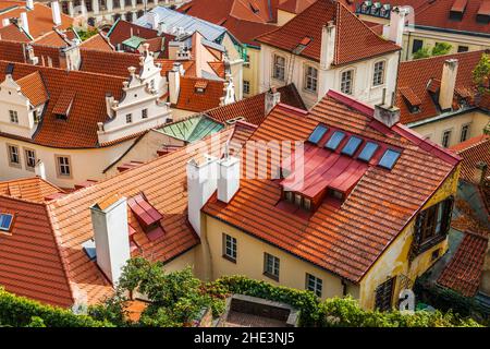 Red tiled roofs of Prague, Vysehrad, Czech Republic Stock Photo