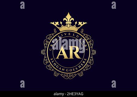 AR Initial Letter Luxury calligraphic feminine floral hand drawn heraldic monogram antique vintage style luxury logo design Premium Stock Vector