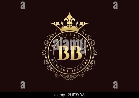 BB Initial Letter Luxury calligraphic feminine floral hand drawn heraldic monogram antique vintage style luxury logo design Premium Stock Vector