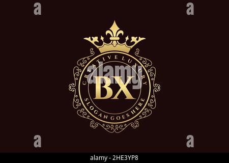 BX Initial Letter Luxury calligraphic feminine floral hand drawn heraldic monogram antique vintage style luxury logo design Premium Stock Vector