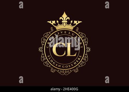 CL Initial Letter Luxury calligraphic feminine floral hand drawn heraldic monogram antique vintage style luxury logo design Premium Stock Vector