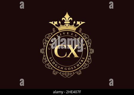 CX Initial Letter Luxury calligraphic feminine floral hand drawn heraldic monogram antique vintage style luxury logo design Premium Stock Vector