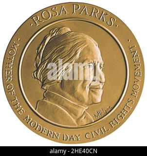 Rosa Parks Congressional Gold Medal 1999 obverse. Stock Photo